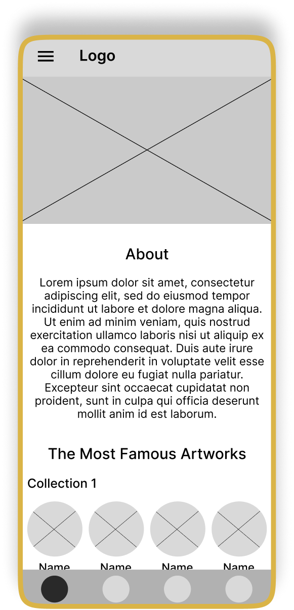 Homepage wireframe