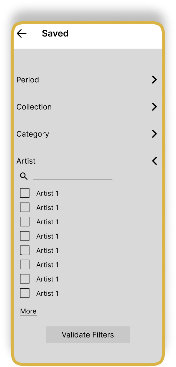 Save filters artist wireframe