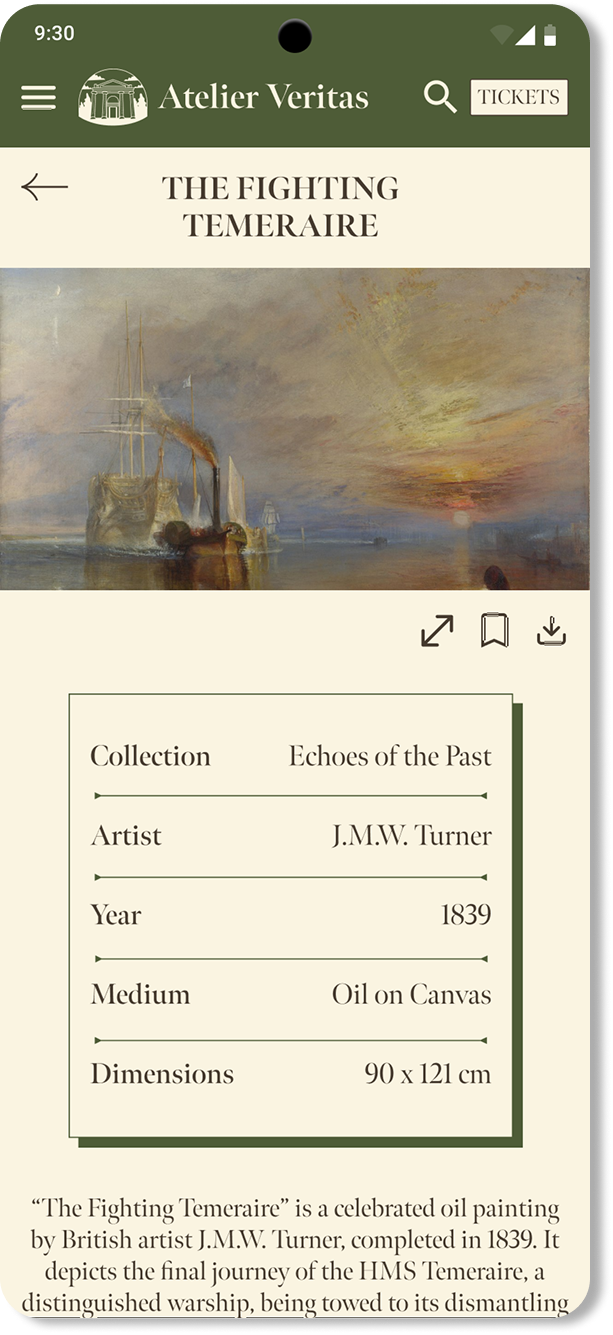 Artwork page final design on mobile