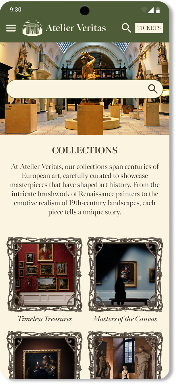 Collections page final design on mobile