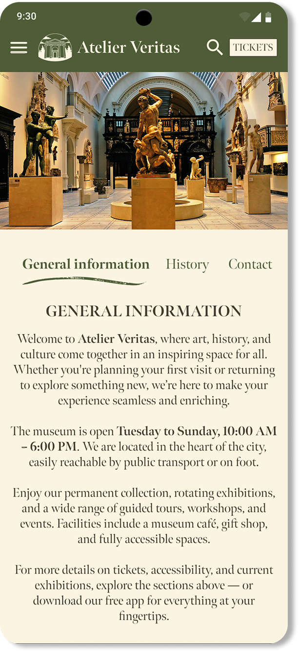 General information final design on mobile