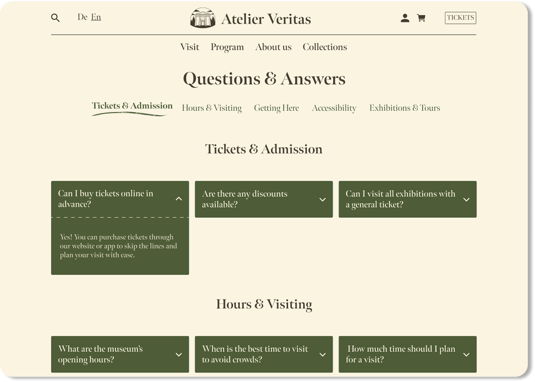 Questions and answers final design on desktop