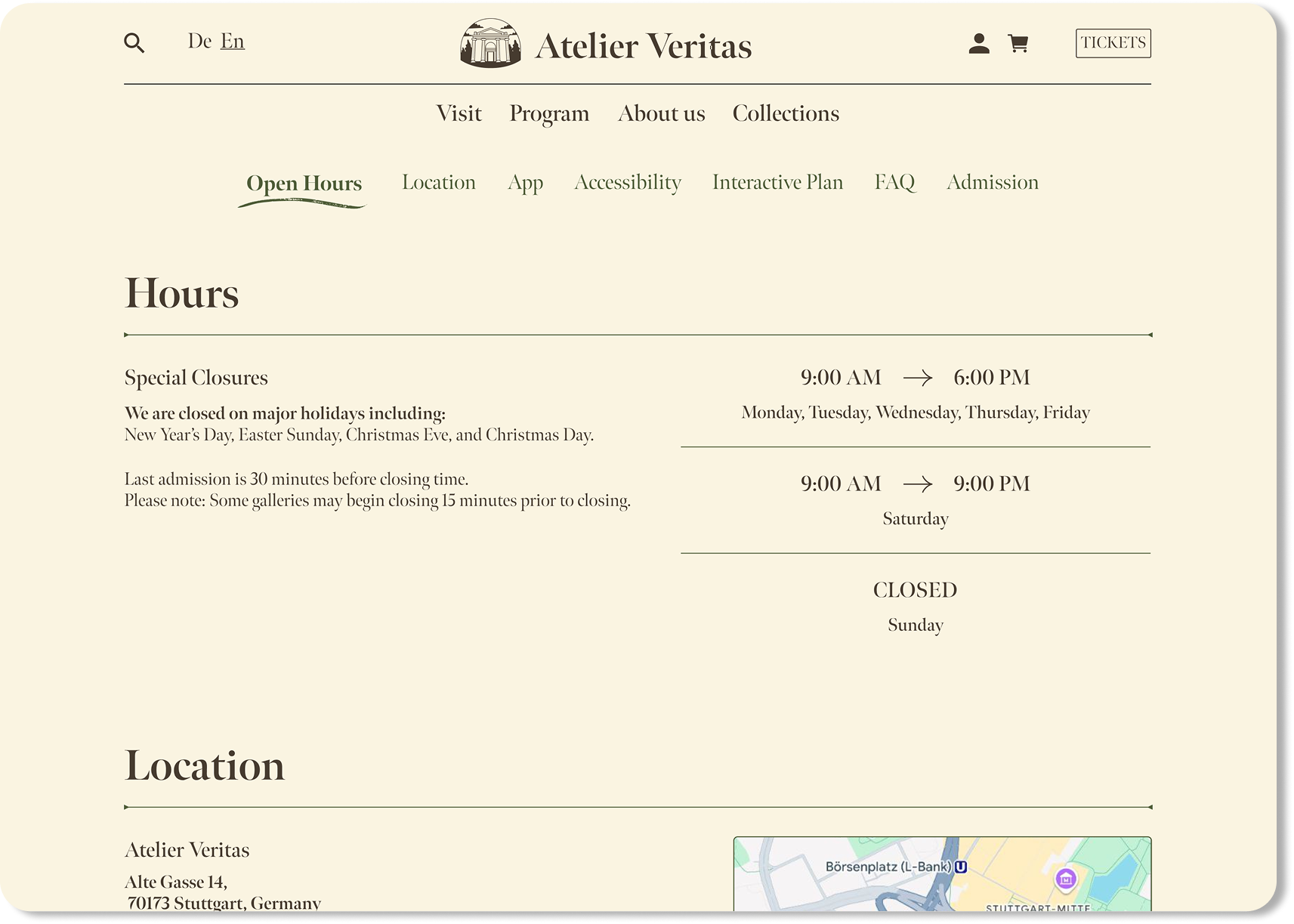 Visit information final design on desktop