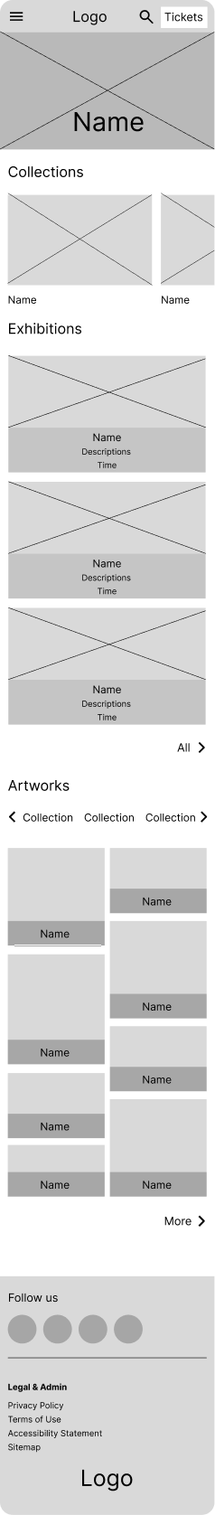 Homepage mobile wireframe