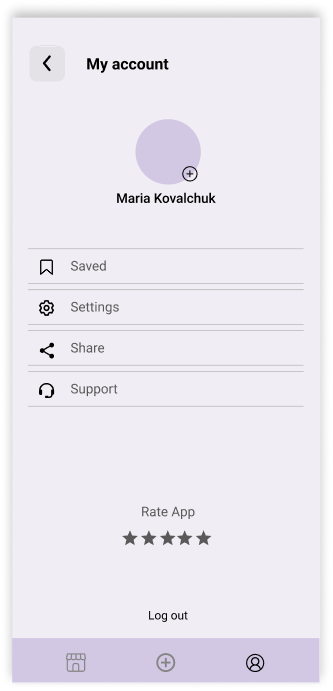 Account wireframe