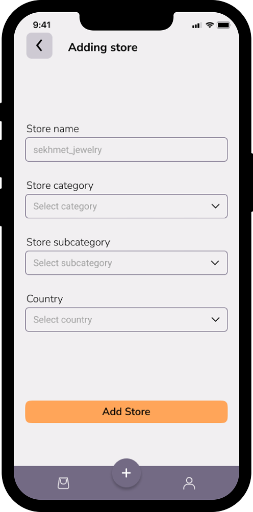 Instashop add store screen