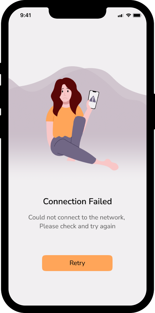 Connection failed screen