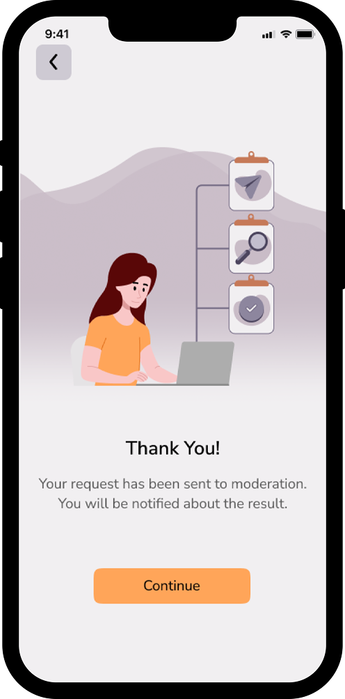 Request submitted screen