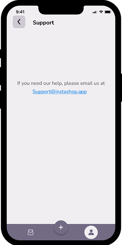 Instashop support screen