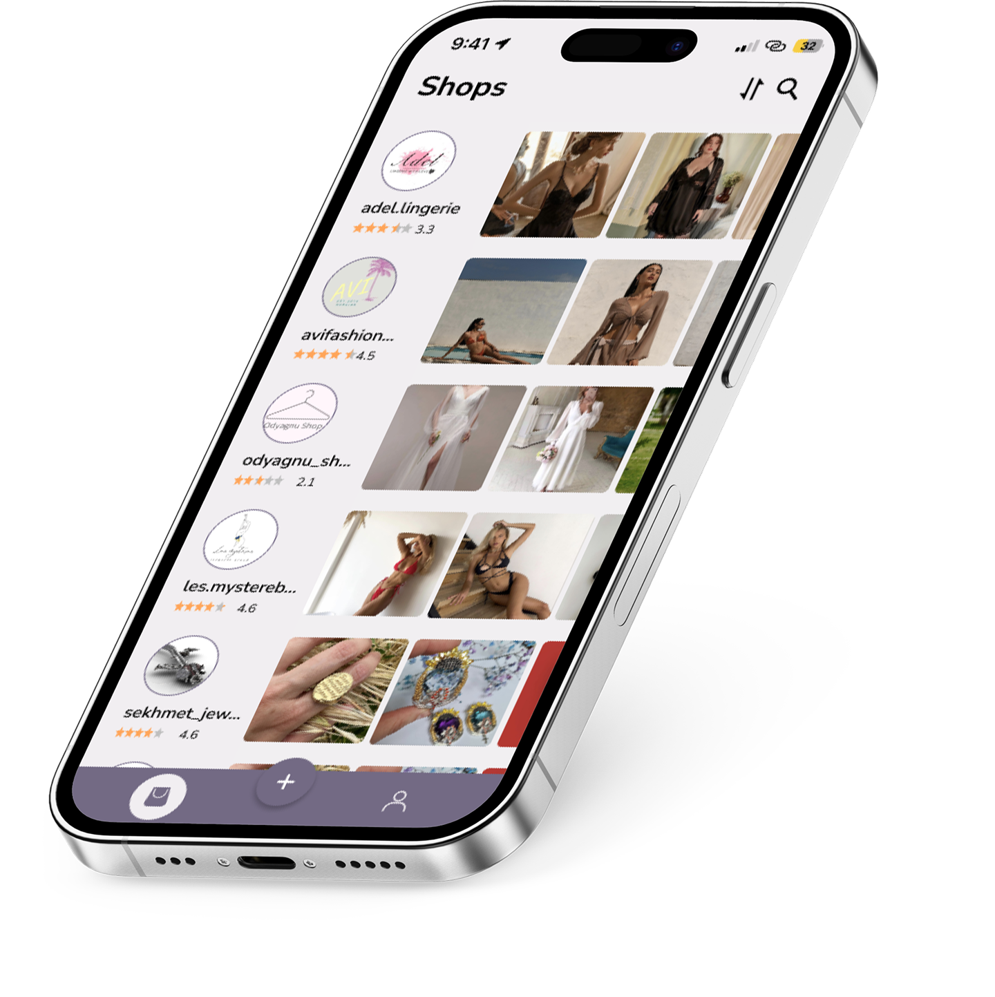 Instashop application displayed on a smartphone