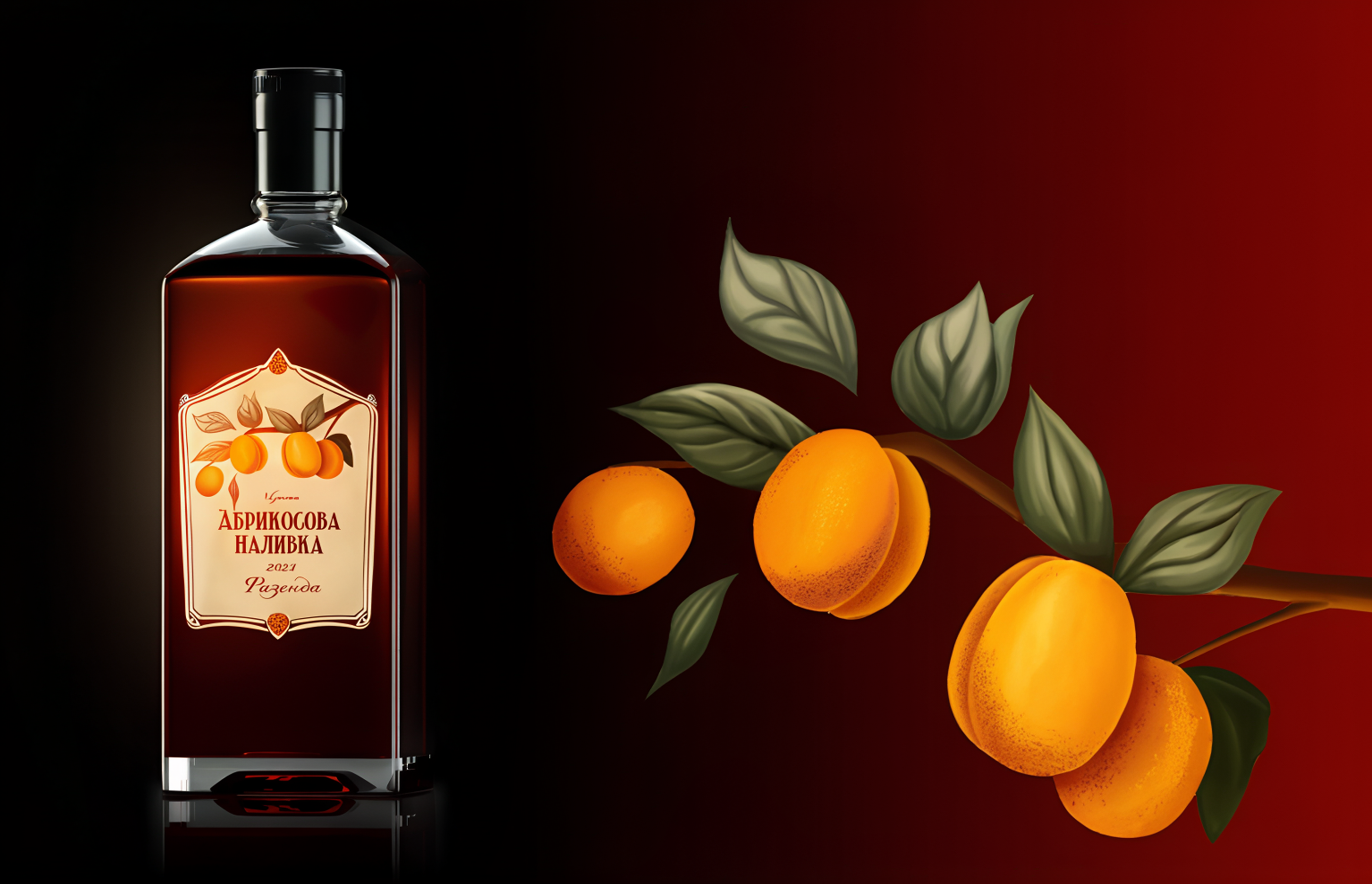 Apricot liqueur label design