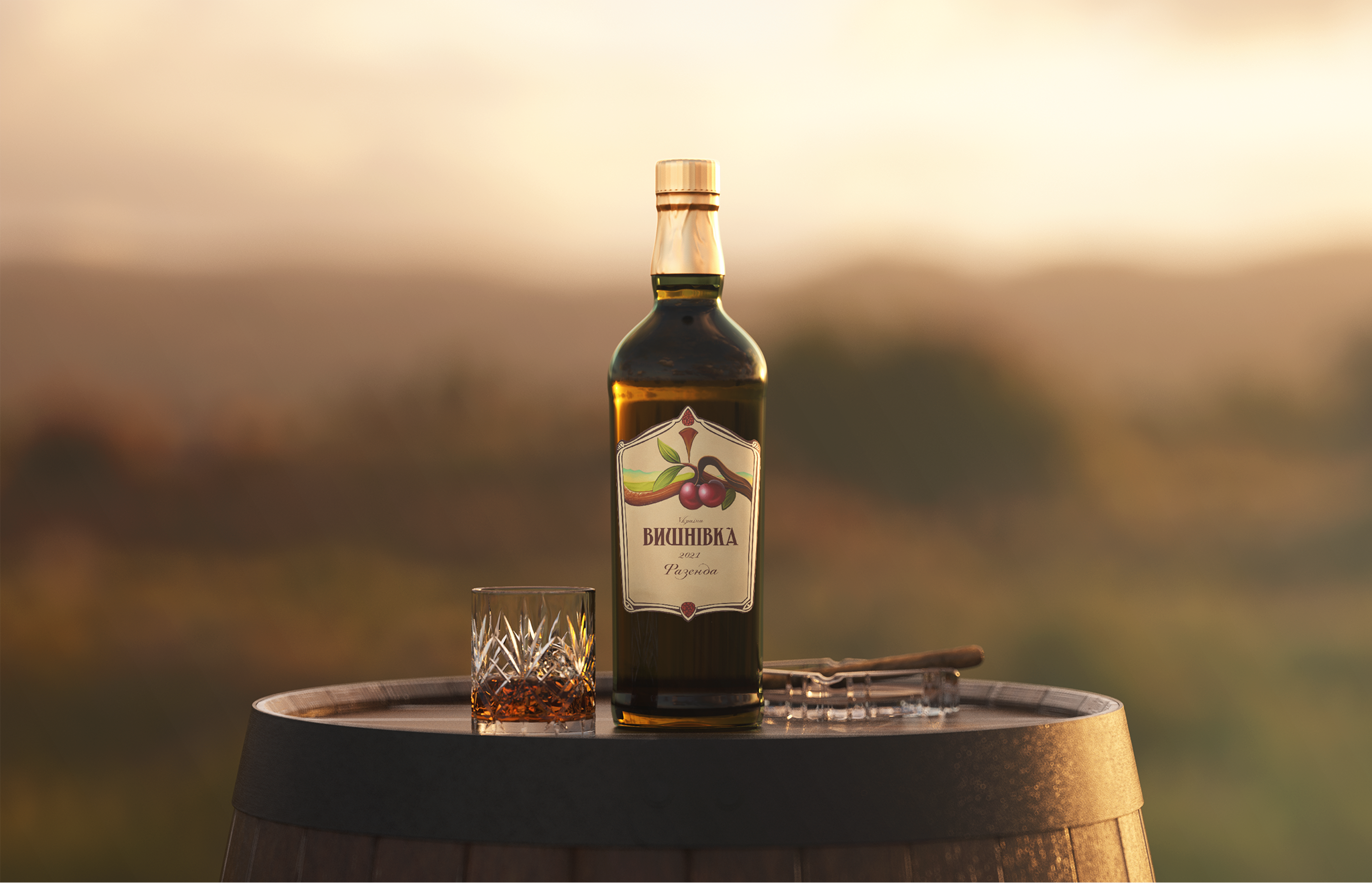 Cherry liqueur label design