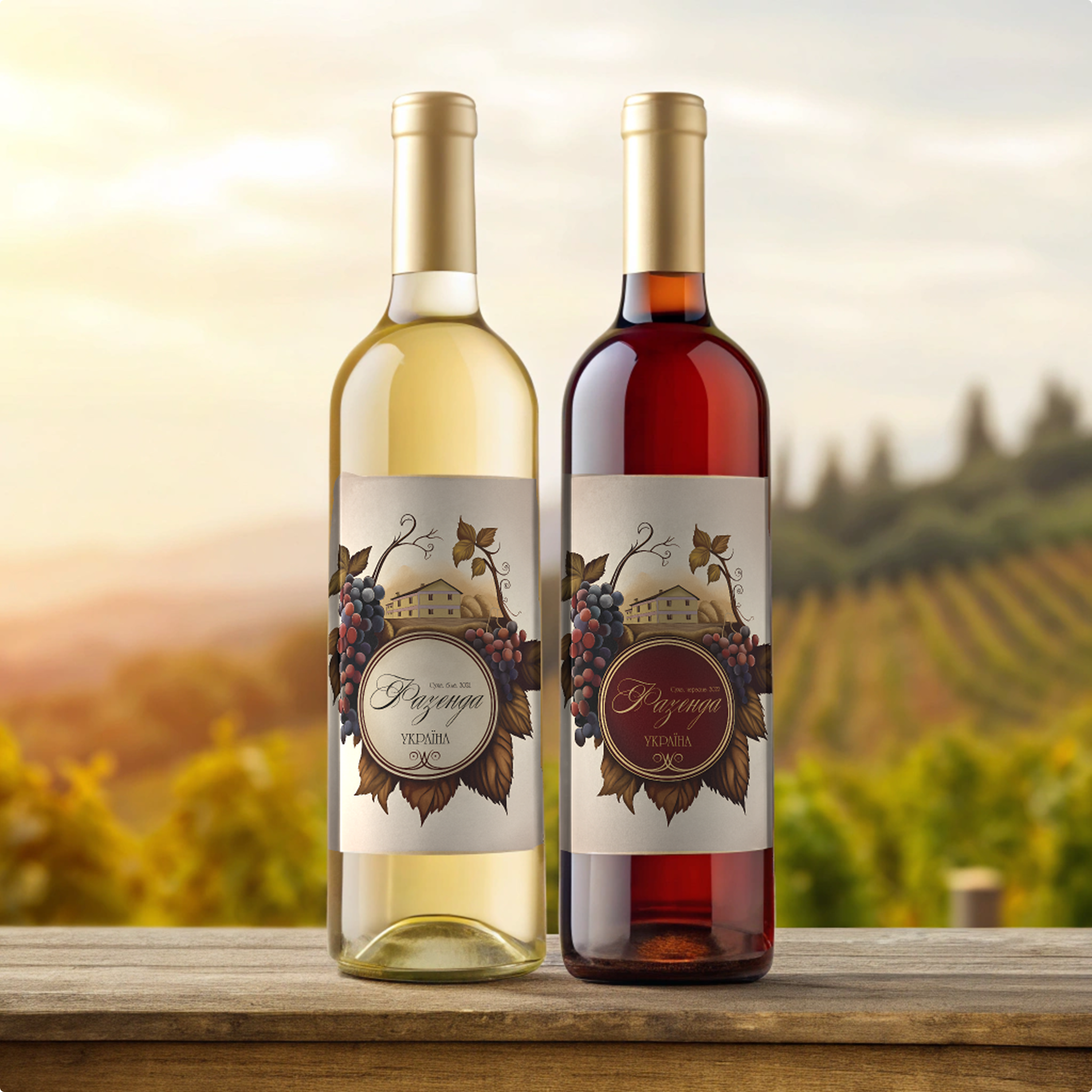 Red and white wine label design