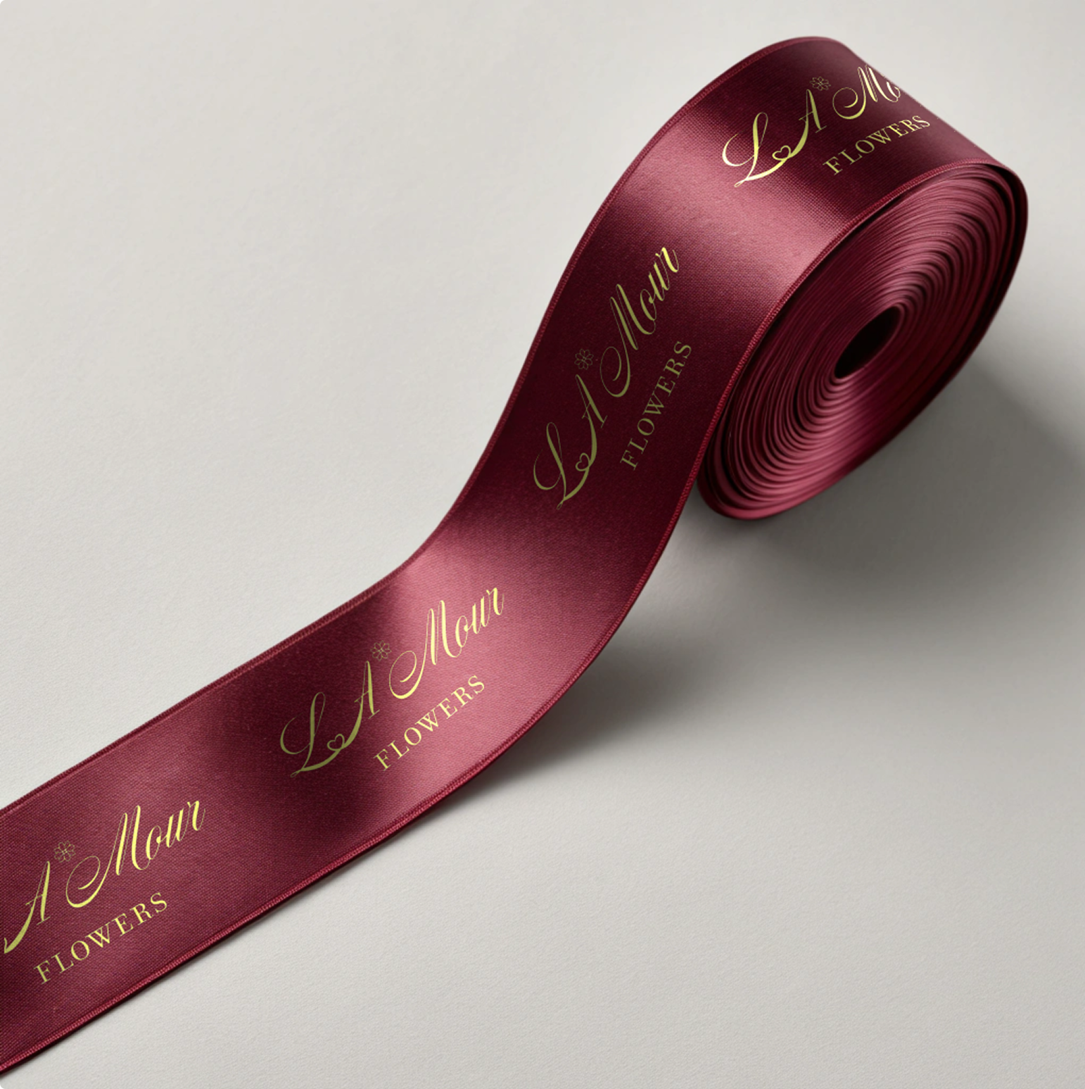 L'Amour Flowers branded florist ribbon