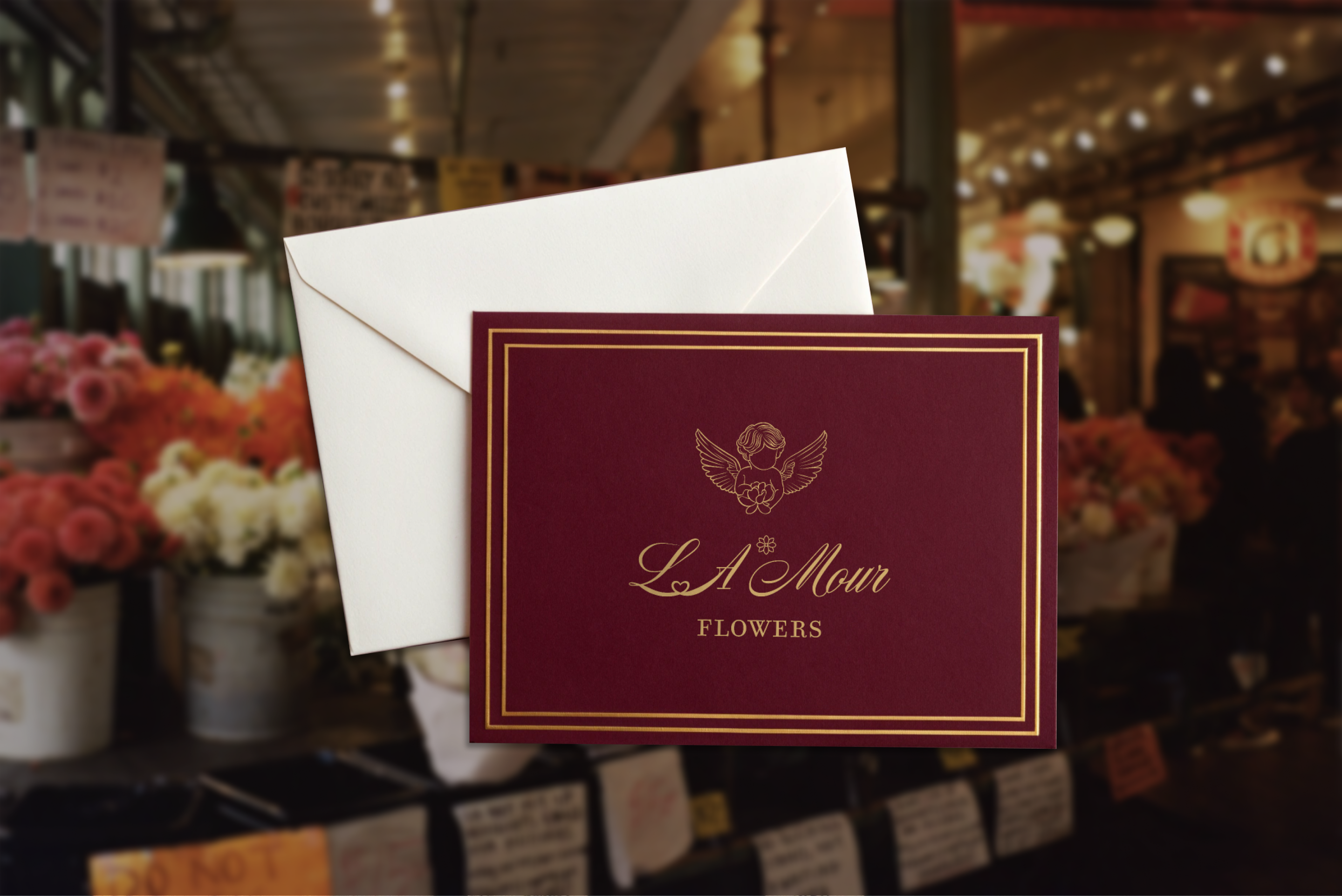 L'Amour Flowers logo guide book presentation