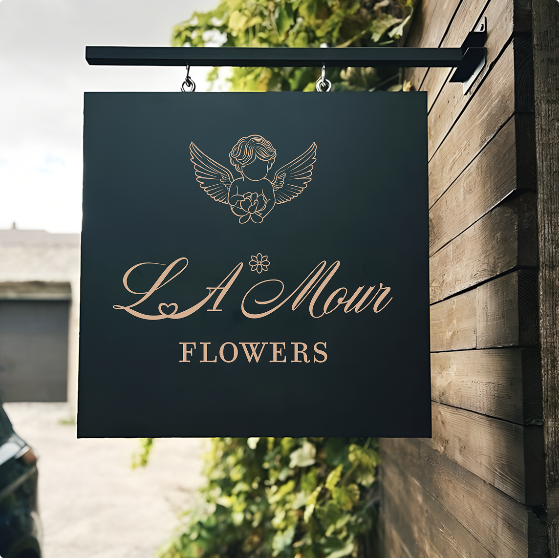 L'Amour Flowers hanging sign example