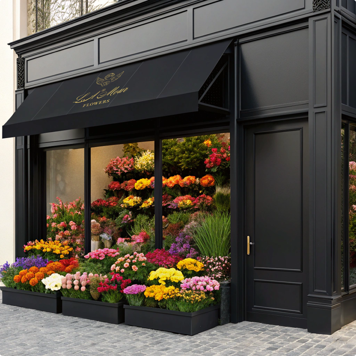 L'Amour Flowers awning example