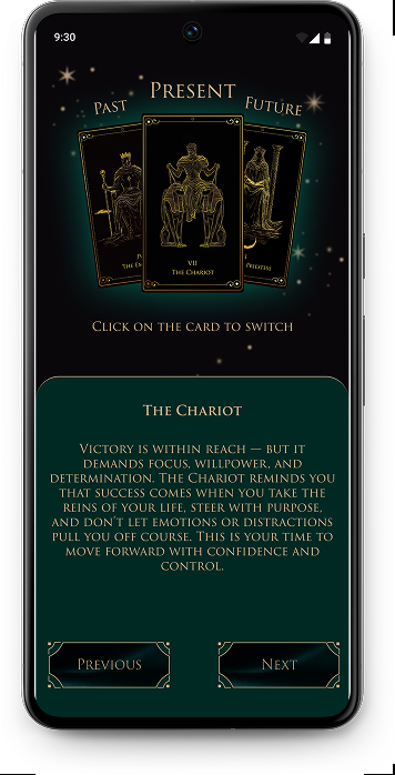 Destiny application card selection screen