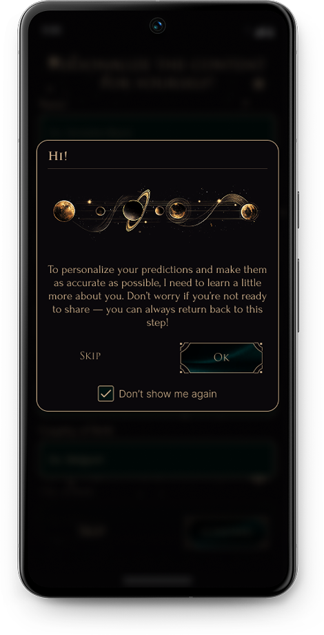 Information input fields modal