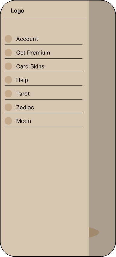 Menu sidebar wireframe