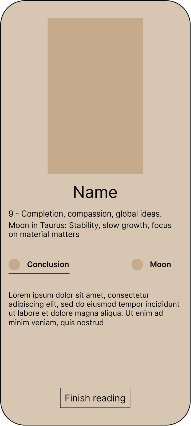 Opened card wireframe