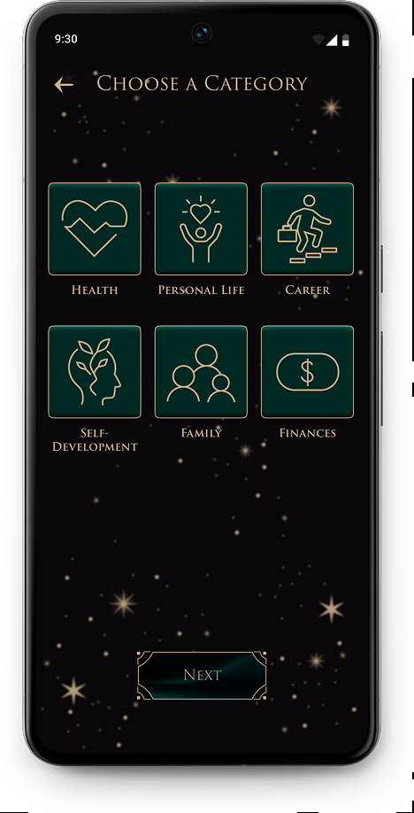 Choose category screen