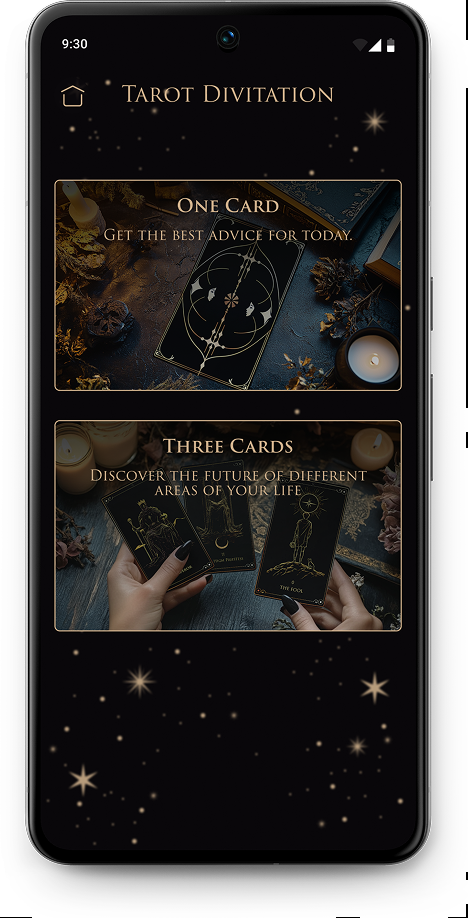 Tarot divination screen